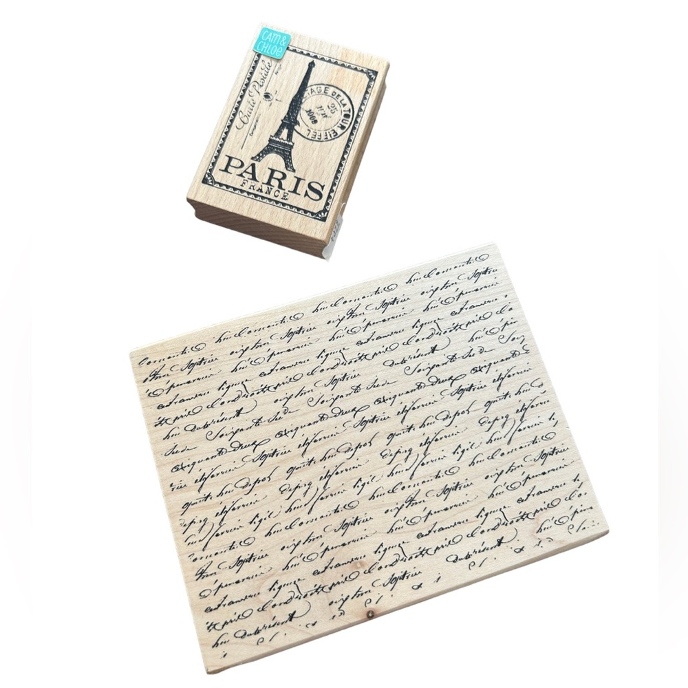 Paris Script Themed Wooden Stamp